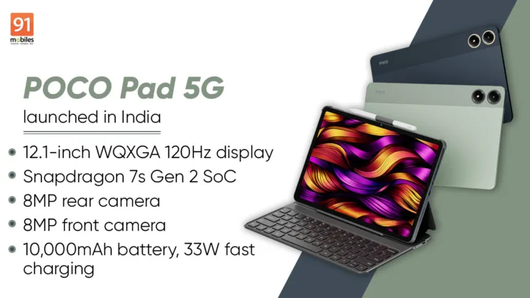 POCO Pad 5G with Snapdragon 7s Gen 2 SoC, 10,000mAh battery launched in India: price, specifications