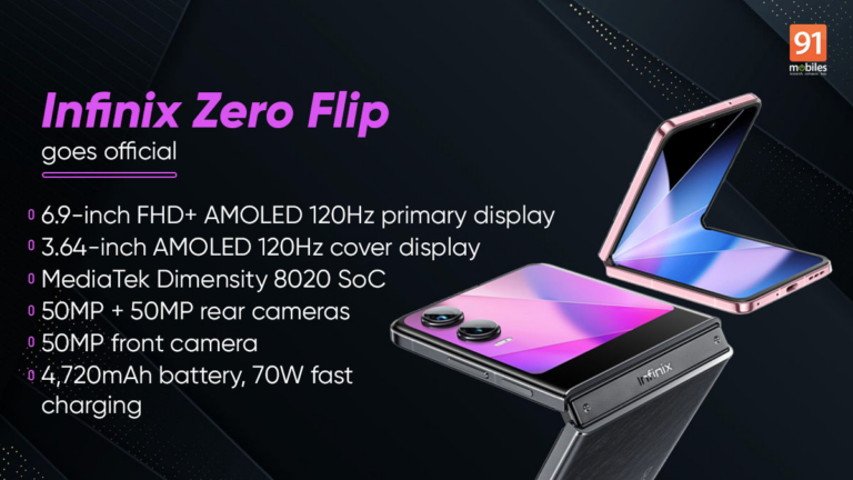 Infinix Zero Flip with MediaTek Dimensity 8020 SoC, 50MP front camera, 4,720mAh battery launched globally: price, specs