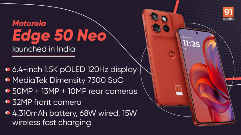 Motorola Edge 50 Neo with MediaTek Dimensity 7300 SoC, 50MP camera, 80W fast charging launched in India: price, specifications