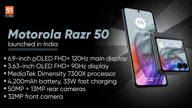 Motorola Razr 50 with MediaTek Dimensity 7300X SoC, 4,200mAh battery launched in India: price, specifications