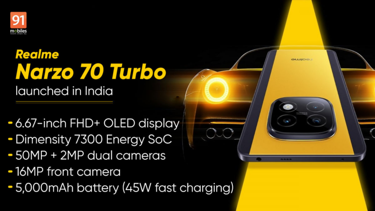 Realme Narzo 70 Turbo with MediaTek Dimensity 7300 Energy, GT gaming mode launched in India: price, specs