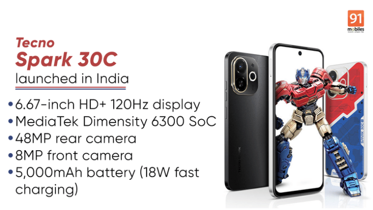 Tecno Spark 30C with MediaTek Dimensity 6300, 48MP camera launched in India: price, specifications