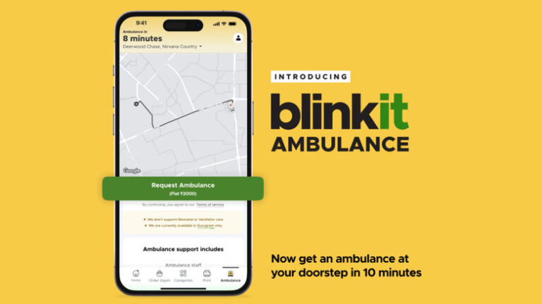 Blinkit now provides ambulances in 10 minutes, Gurugram first city to get service