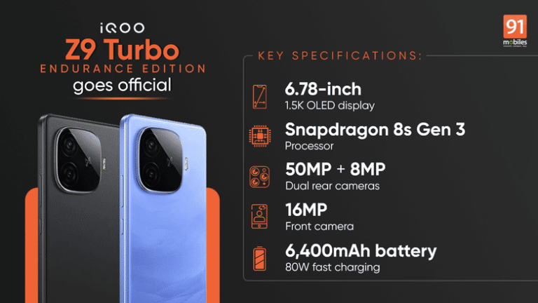 iQOO Z9 Turbo Endurance Edition with Snapdragon 8s Gen 3, 6,400mAh battery launched in China: price, specifications