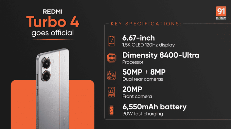 Redmi Turbo 4 with MediaTek Dimensity 8400-Ultra, 6,550mAh battery launched in China: price, specifications