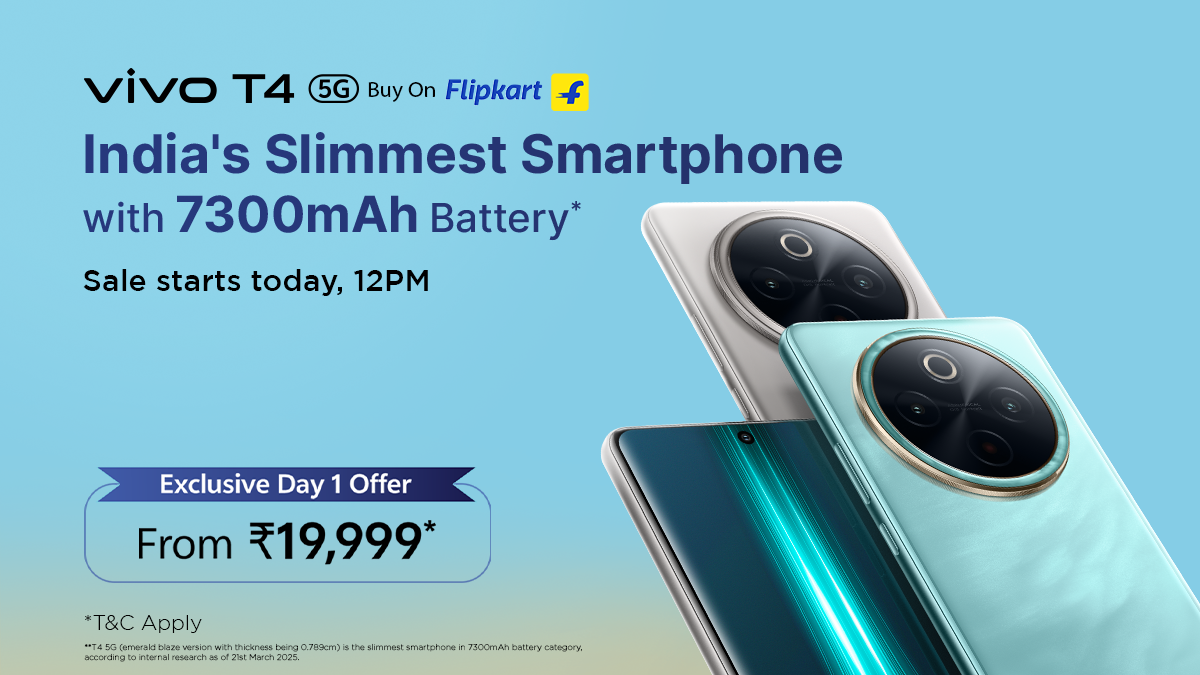 Slim Outside. Power Inside. vivo launches T4 5G with India’s biggest 7300mAh Battery